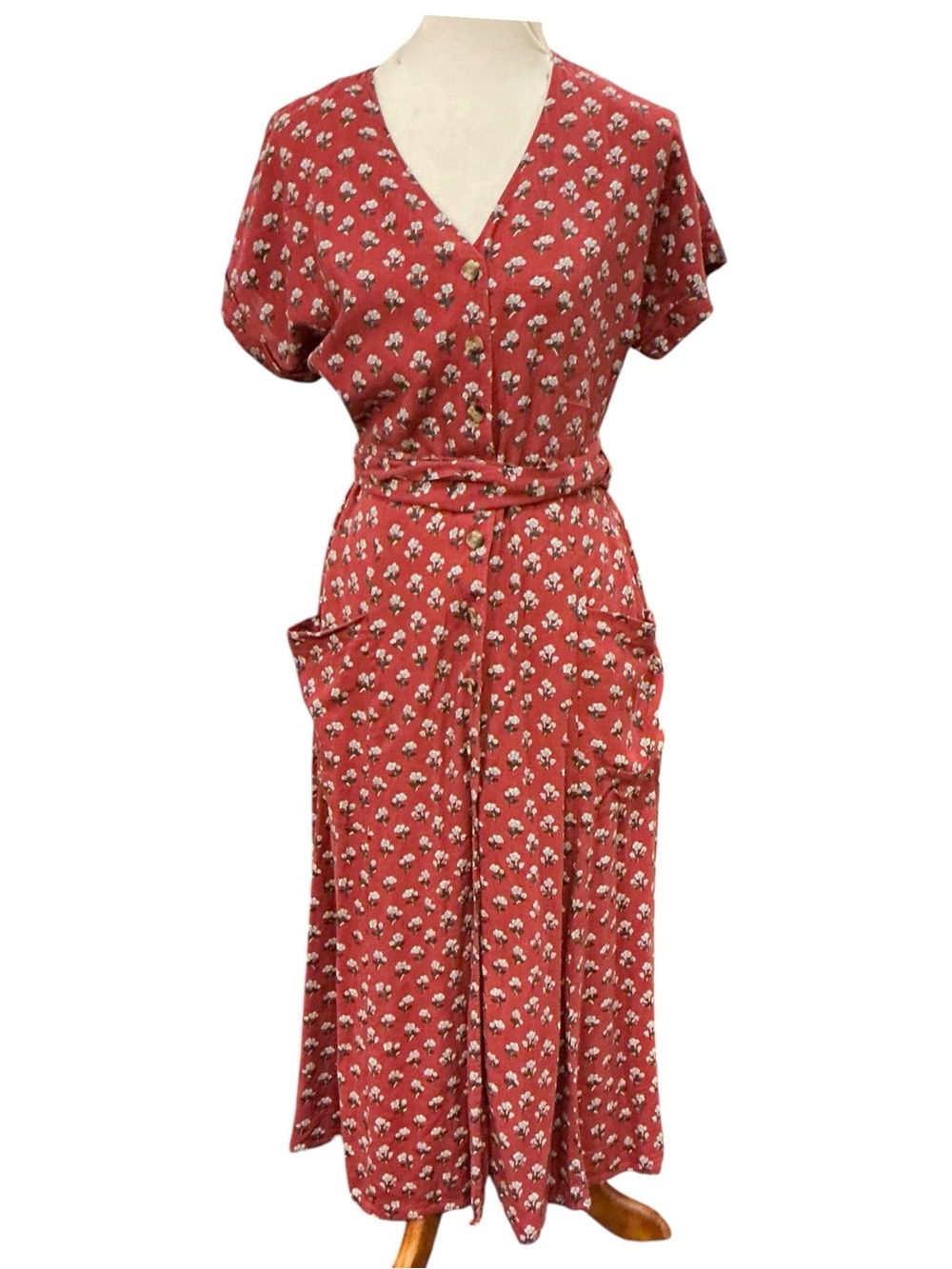 Women's Rust Floral Button-Front dress Sz S